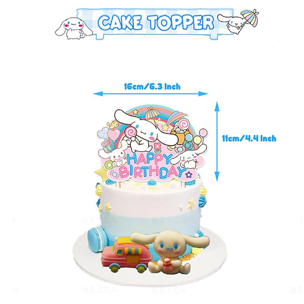 Cinnamoroll Fødselsdagsfest Dekorationer, Kawaii Cinnamoroll Hunde Festartikler, Inkluderer Fødselsdagsbanner, Balloner, Hvalpe Kagedekorationer f...