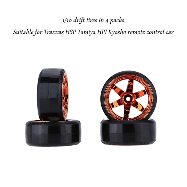 XJ-4 stk. Drift Bildæk Fælg Hårdt Hjul Dæk Til 1/10 Traxxas Hpi Drifting Rc Bil Sort