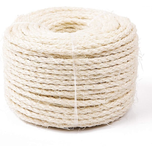 8 mm Naturligt Sisalrep Ersättning Gammalt Rep Perfekt Tillbehör för att Byta ut Klösträdspålar, Sisal Leksakskulor Ingår (25m, Vit)