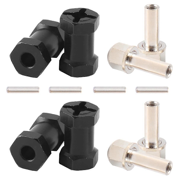 XJ-4 st 12mm Hex Hjulnav Drivadapter 20mm Förlängningskombinator Koppling för 1/10 RC Bil Crawler SCX10 D90, Svart