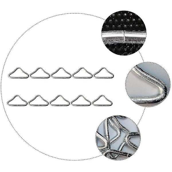 20 stykker trekantede ringspenner i rustfritt stål V-ringer for trampolin reservedeler trampolinmatte håndverk [DB]