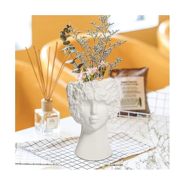 XJ-Vit Keramisk Blomvas För Dekor, Modern Stil Kvinnlig Form Ansiktsvas, Unik Blomvas För Hemmet