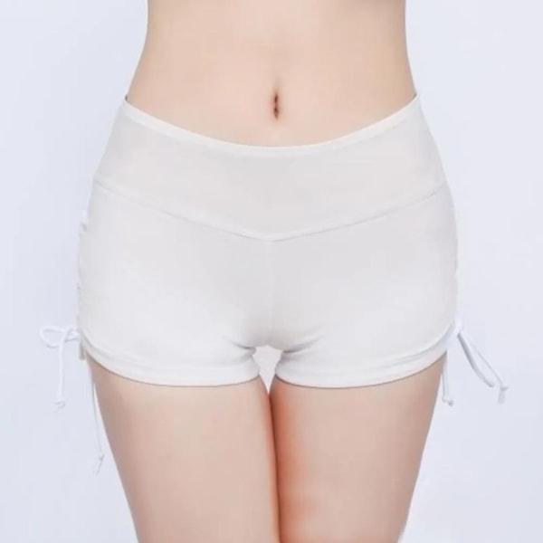 Sommarstrand Dam Enfärgad Bikiniunderdel Sidveckad Bandage Badshorts
