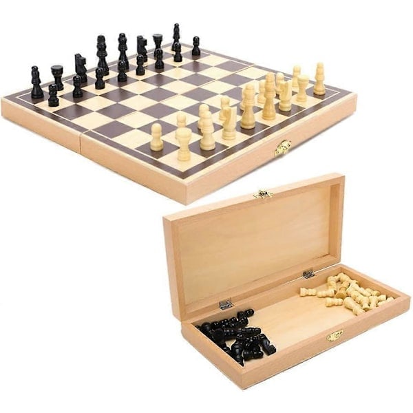 Ny produkt, Schackset, schackbräde i trä, schackspel i trä - 30 x 30 cm