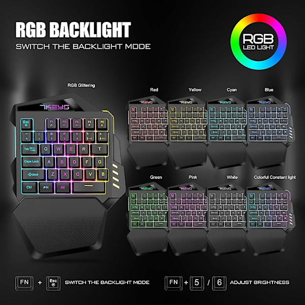 XJ-Enhands Mekaniskt Trådlöst Gamingtangentbord RGB Bakgrundsbelyst Portabelt Mini Tangentbord Spelkontroll För