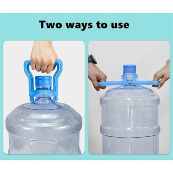 Sett med 2 ergonomiske multifunksjonshåndtak for 20 L vannflaske, kompatible med 5-gallon korker (blå)