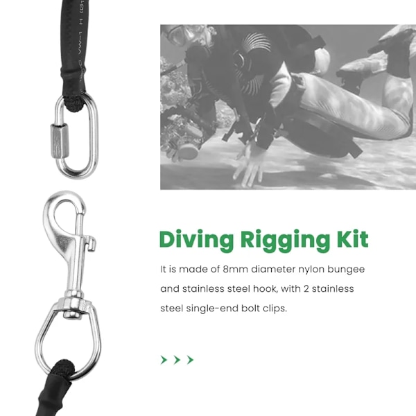 Dykkerigging Kit Elastisk Tau Tank Undervanns Sidemount Sylinder Flaske Strikk Med Karabinkrok