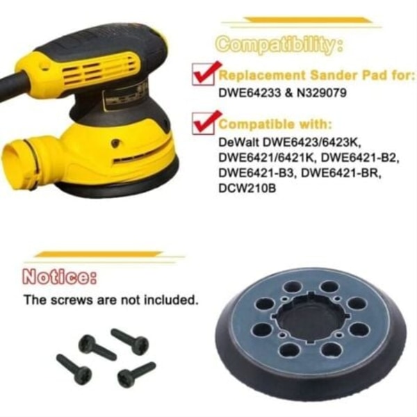 4-pack Slipplattor 8 hål för excenterslipmaskin DWE6423、DWE6421、DCW210B 125 mm
