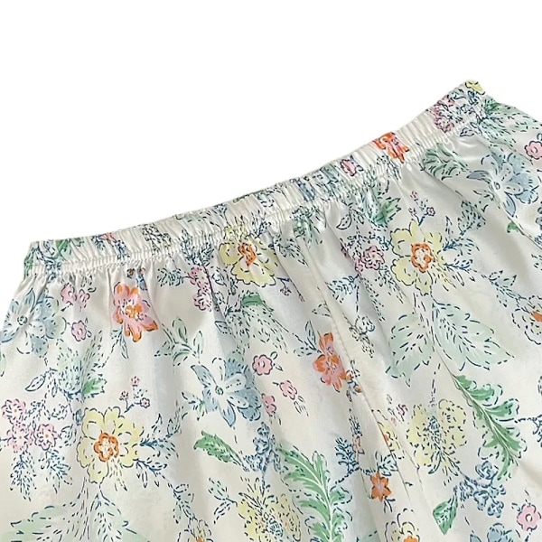 Dame Pyjamassæt Forår Sommer 2 Dele Print Blomstret Pyjamas Faux Silke Satin Nattøj Kortærmet Pijama Mujer Pjs Hjemmetøj