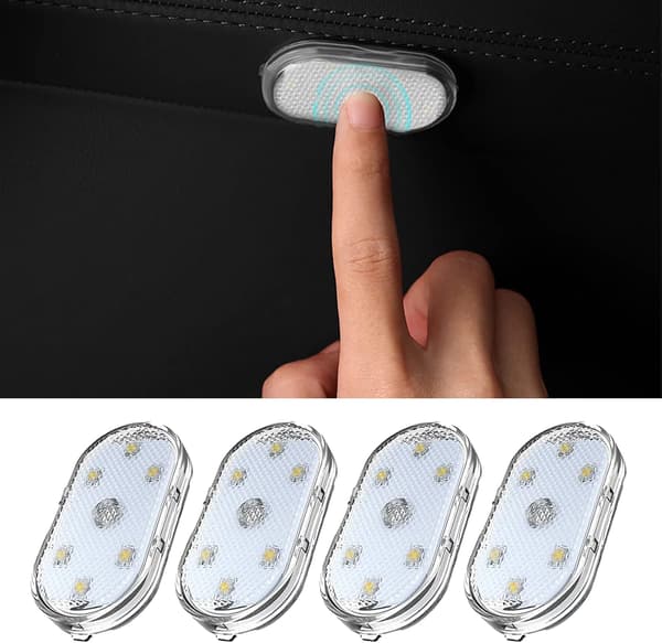 4 pcs Warm White Wireless LED Lights for Car Interior, Car LED Li_Special Gift