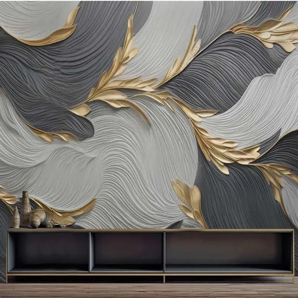 Brugerdefineret 3D Vægmaleri Kreativ Kunst Fjer Geometriske Mønstre Fototapet Stue TV Sofa Soveværelse Papel De Parede Fresco
