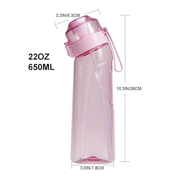 Smagstilsat vandflaske med 7 smagspods Air Water Up flaske Frostet sort 650ml Air Starter Up Sæt Vandkop til camping Sport Klar Sort Gennemsigtig Bla...