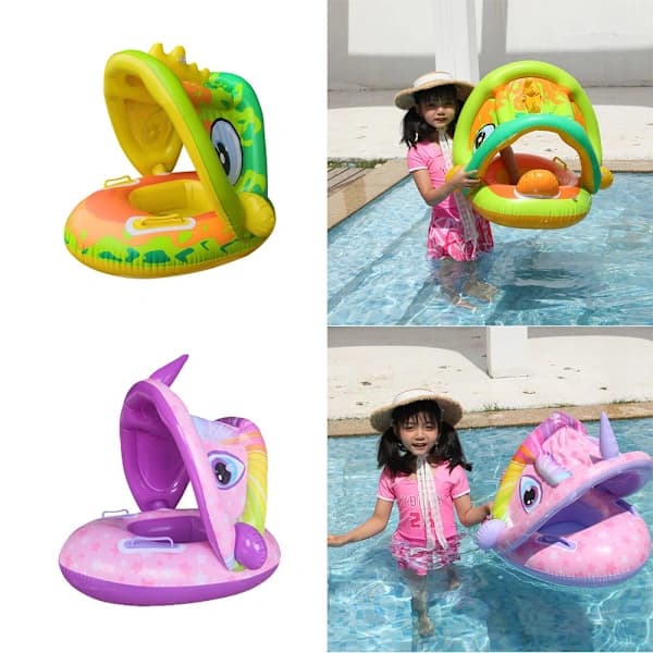 Baby Float med Tag Solskærm Badering Svømmering grøn[ca]