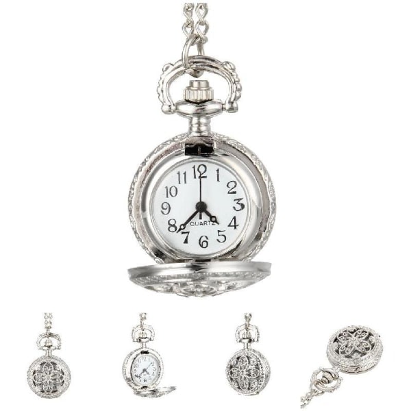 [NT] Mode Vintage Dame Quartz Lommeur Ur Hul Blomster Dame Pige Trøje Kæde Halskæde Vedhæng Ur Gaver