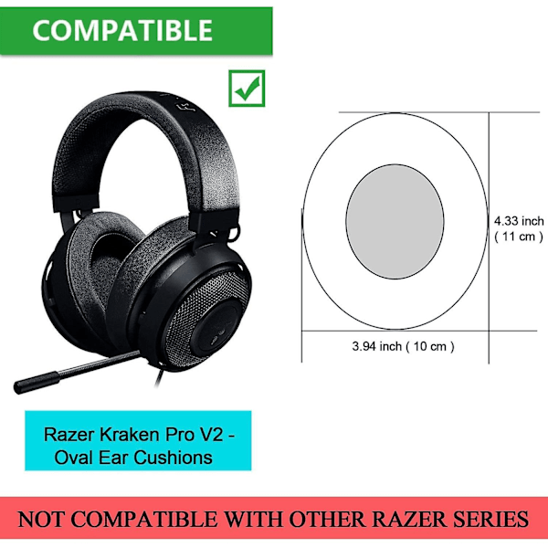 XJ-2 stk Erstatning Memory Foam Øreputer Putetrekk For Pro V2 Oval Øre Hodetelefon