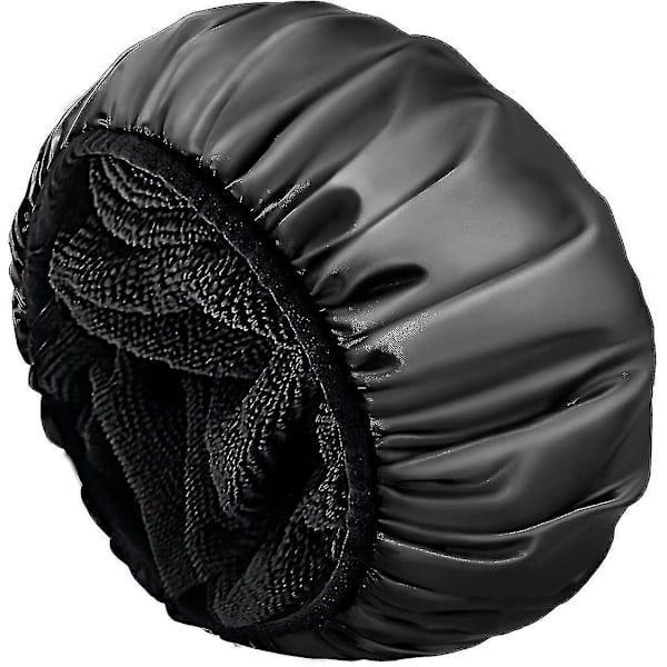 Dusjhette, Ekstra Stor Trippel Tørk Dame Dusjhette Mikrofiber Terry Silke Sateng, Vanntett Gjenbrukbar Dusjhette For Langt Hår