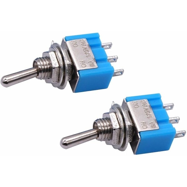 10 st Blå Mini PÅ/AV Växelströmbrytare 3 Terminaler 2 Lägen SPDT Metall Vippströmbrytare AC 125V 6A för Bil Lastbil Båt MTS-102