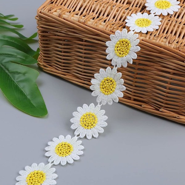 XJ-15 Gård Trim Band Tusensköna Blomma Spets Trim Band Sy Trådspets Broderade Applikationer Kantsömmar för Dekoration DIY Sömnad