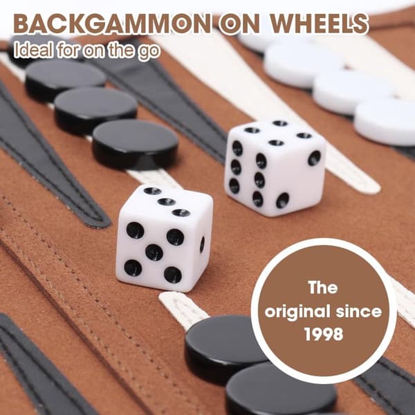 Ihoprullbart Backgammon-set för resor, bärbart och lätt brädspel i konstläder med blixtlåsficka för husbilsresor, barn och vuxna