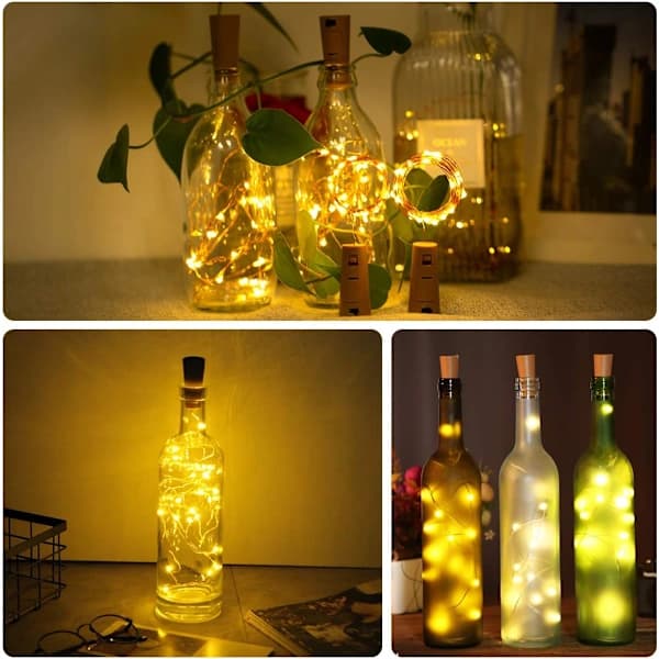 Fairy lights laget av vinkorker til jul