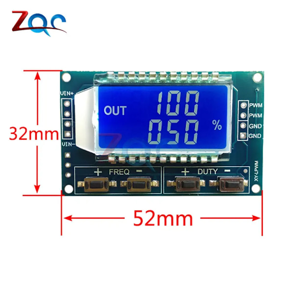 Signalgenerator PWM Pulsfrekvens Justerbar Modul LCD-Display 1Hz-150Khz 3.3V-30V PWM Kortmodul