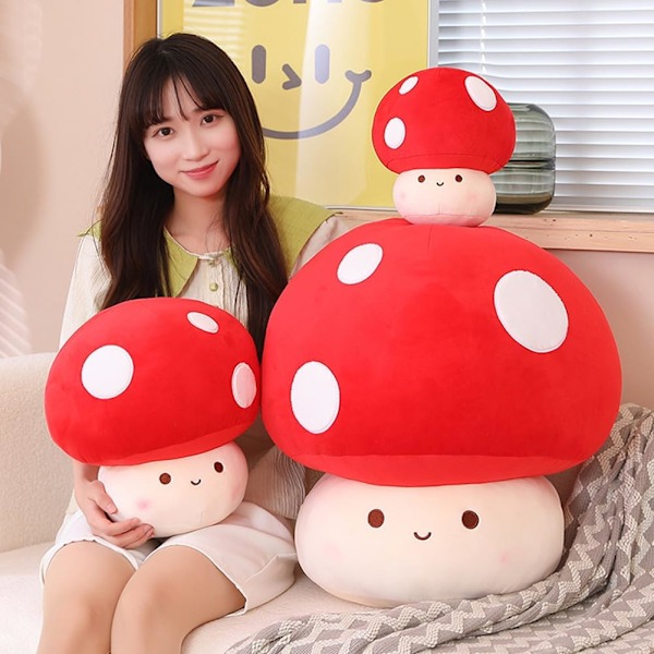 XJ-Söt Svamp Plyschleksak 3D Mjuk Röd Svamp Gosedjur Kudde Kawaii Squishy Docka Kramkudde Present till Flickor Barn Kvinnor Dekoration Jul