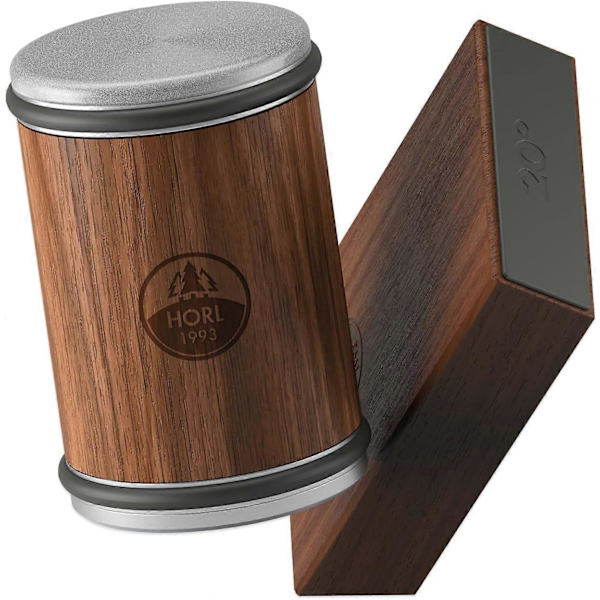 2 Walnut Rolling Knife Sharpener - Kitchen Knife Sharpener for Razor-Sharp Edges Made in Germany - Easy Knife Sharpening Kit - Roller with M