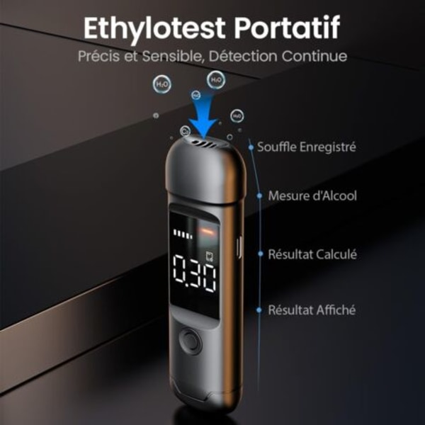 Elektronisk alkoholtester, Elektronisk alkoholtester, Alkoholmåler, Fransk godkjent elektronisk alkoholtester