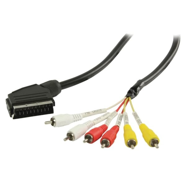 XJ-SCART-kaapeli SCART uros - 6x RCA uros 2.00 m Musta
