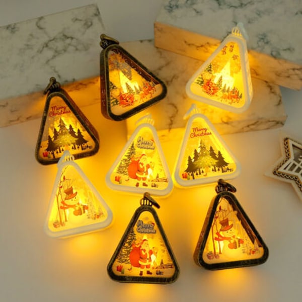 Retro juledekorasjonsnattlampe, lysende gave, skrivebordstilbehør, stemningslys (snømann)