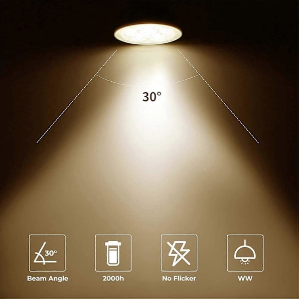 8-pakning Halogenpærer Gu5.3 Mr16 35w 12v Dimbar - Varmhvit 2800k, 400 lumen, glassbeskyttelse Jz [DB]