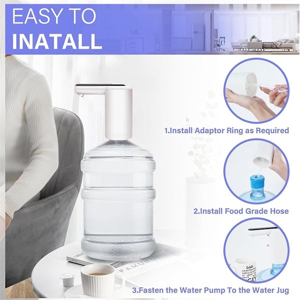 XJ-Vattendispenser för 5-gallon dunk, Universell 2-motorig snabbare vattenpump, Portabel USB-laddning