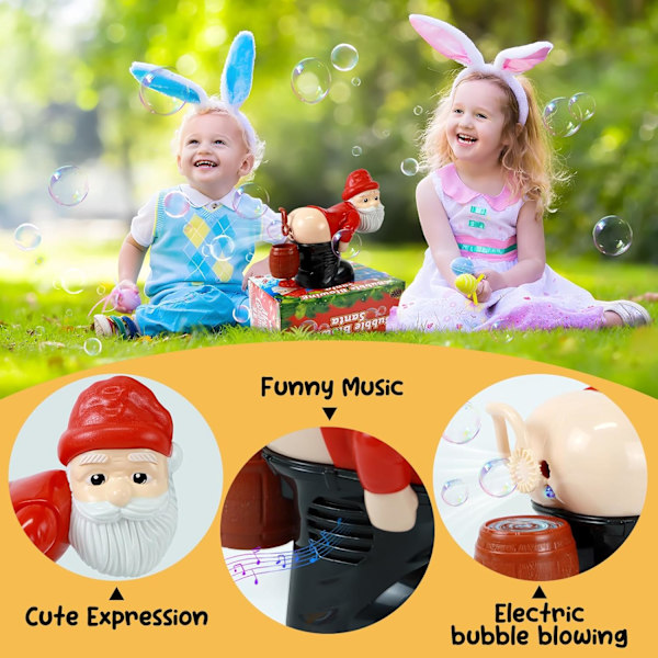 XJ-Automatisk Rap-Bubbelmaskin, Bubbelblåsare Jultomte Leksak, Rolig Jultomte Automatisk Rap-Bubbelmaskin med Musik & Blinkande Ljus, Bubblor