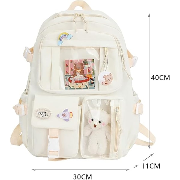 XJ-Kawaii Reppu Riipuksella, Suuri Tilavuus Söpö Karhuasusteet Reppu Kouluun Monitasku Reppu Teinitytöille Söpöt Koulureput