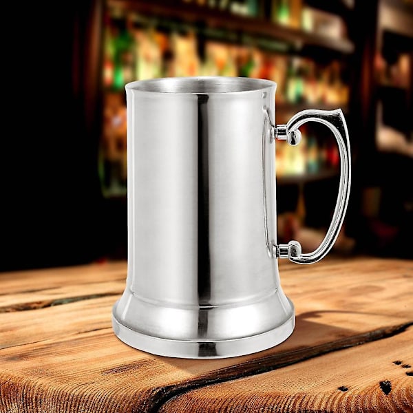 XJ-Tankard Stein Dobbeltvegg Rustfritt Stål Ølkopp Frokostmelkekrus Med Håndtak Kaffekopp 560 (YJD)