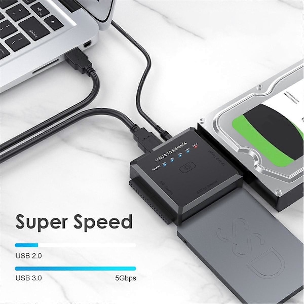XJ-SATA til USB 3.0 IDE SATA-adapter til USB3.0 USB2.0 SATA-kabel til 2,5 3,5 harddisk HDD SSD USB IDE SATA EU-stik