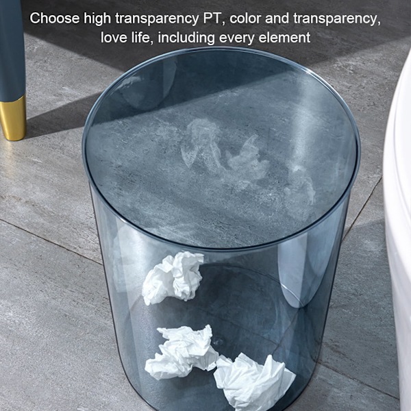 XJ-1/2/3 ABS Utrymmesbesparande liten badrumshink med lock för enkel rengöring Badrumshink och toalettborste set Plast badrumshink Transparent bl