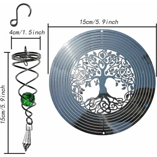 (Livets træ) 3D metalvindspil, spiralvindklokke,