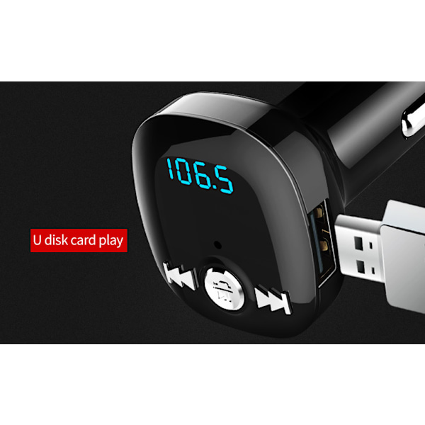 XJ-INF FM-sender til bilen - Bluetooth-adapter med QC3.0 biloplader
