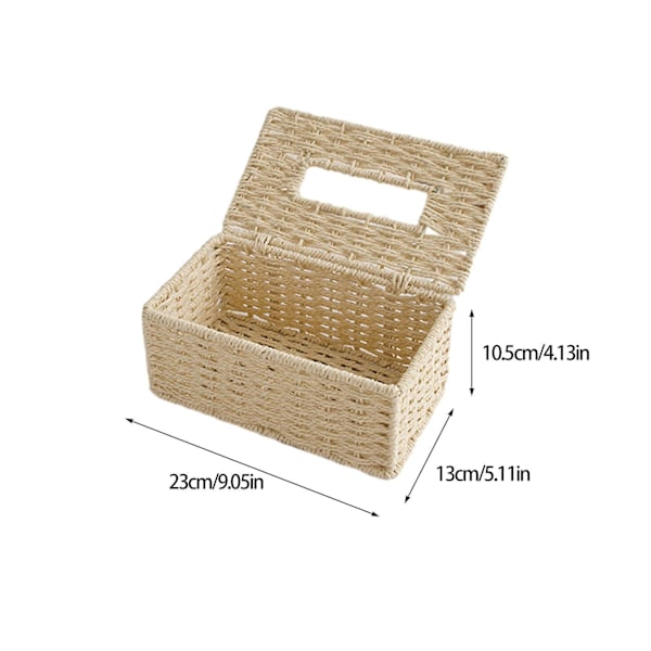 Rattan Vævsboks Cover Håndvævet Ansigtsserviet Holder Rektangulær Rattan Vævsboks Cover Flet Vævsboks Holder Dekorativ Ansigtsserviet Holder T