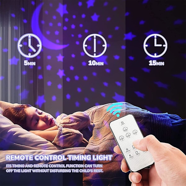 XJ-Stjerneprosjektor Nattlampe Med 8 Projeksjonsmoduser Rc Stjerneprosjektor Lys 360-Rotasjon Stjerneprosjektorlampe Galakse Himmellys Projektor Batteri
