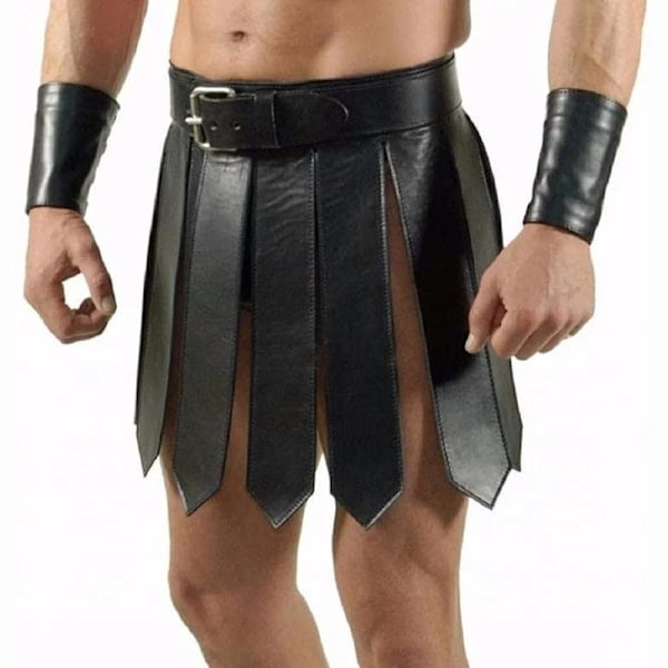 Antik romersk legionær gladiator kampbælte-nederdel gotisk steampunk PU-læder rustning middelalderlig græsk cosplay kostume til mænd
