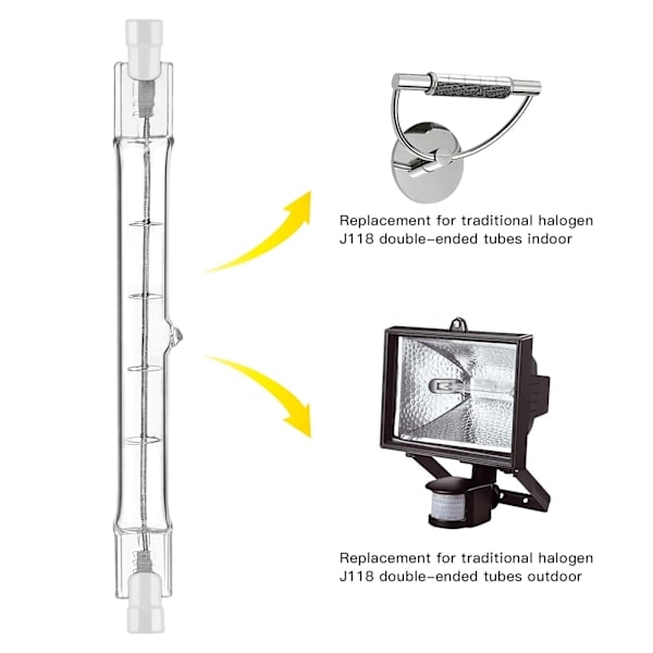 5 st R7s Halogenlampor 118mm, 1000W 230V, R7s Halogenlampfästen 118mm, R7s Halogenlampor Justerbara Halogenlampfästen