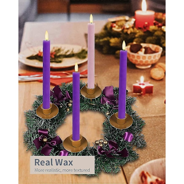 XJ-Ljusstake-set med flamlösa adventsljus - Batteridrivna LED-ljus med timer (4-pack)