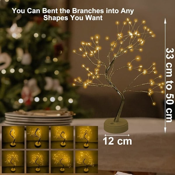 Varmvita LED Bonsai-träd lampor, 108 justerbara grenar, inomhus USB-lampa med fjärrkontroll Varm vit Varm vit