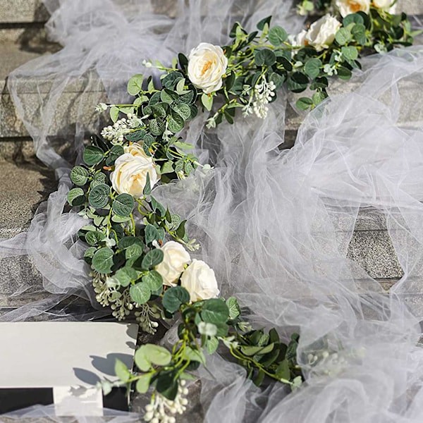 XJ-2 Pak Eucalyptus Guirlande Med Champagne, Grønt Guirlande Bulk Kunstig Silke Blomster Eucalyptus