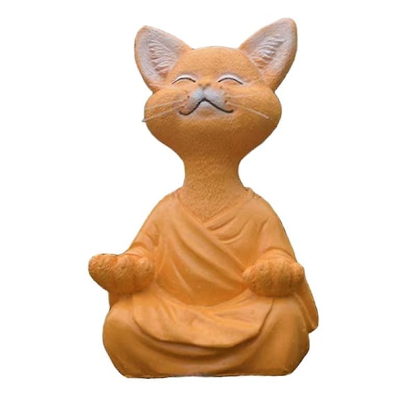 Katt Mediterende Yoga Pose Katt Figurer Hjem Skrivebord Ornament (oransje)