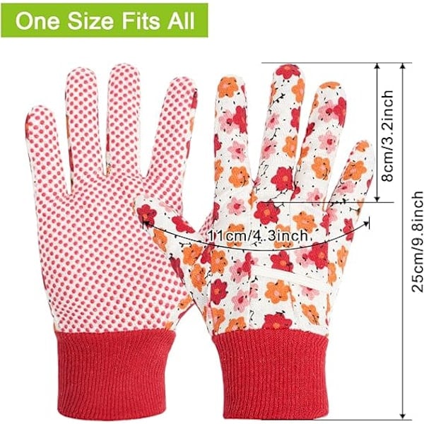 1 sæt blomsterhavehandsker til kvinder/damer, skridsikre havehandsker, komfortable tornfrie havehandsker, gave - rød
