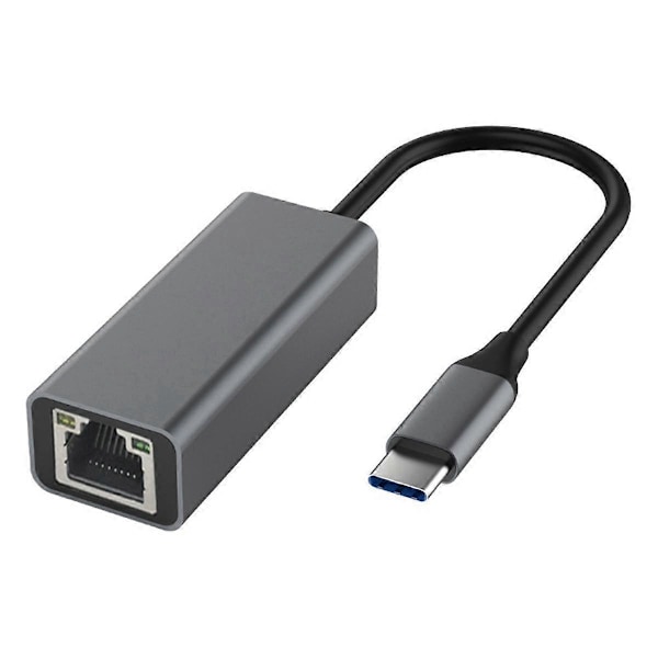 XJ-Type-C - Ethernet-sovitin Type-C - RJ45-liitäntämuunnin kaikenlaisille kannettaville tietokoneille, harmaa
