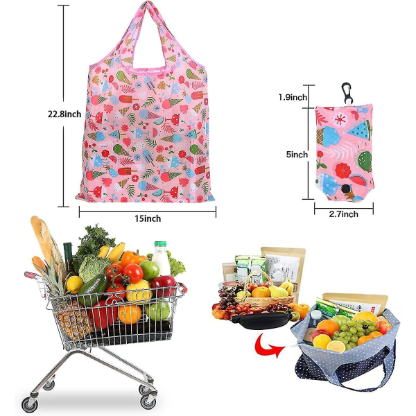 XJ-Shoppingposer Genanvendelige shoppingposer 10 stk. sammenfoldelige i taske Frokostposer Forstyle Tilfældig